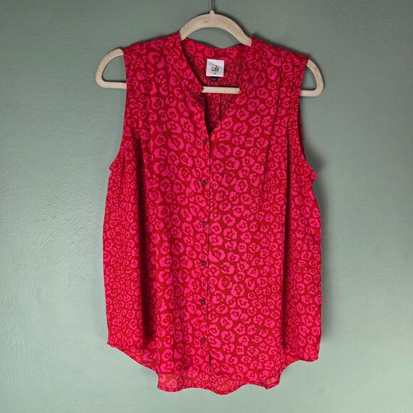 Cabi Womens Red Pink Kiss Top Sleeveless Button Down Size Medium - Picture 1 of 6